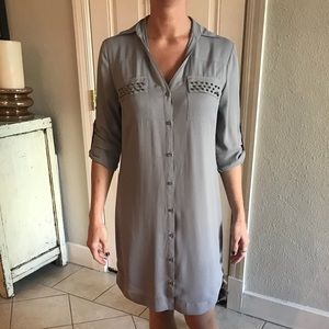 Express Portofino button up shirt dress grey